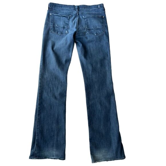 7 for All Mankind Bootcut Faded Denim Distressed Frayed Hem Jeans sz 28 - Picture 1 of 11